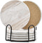 Hoewina 6Pcs Drink Coasters with Holder, Marble Style Ceramic Drink Coaster, Absorbent Coasters
