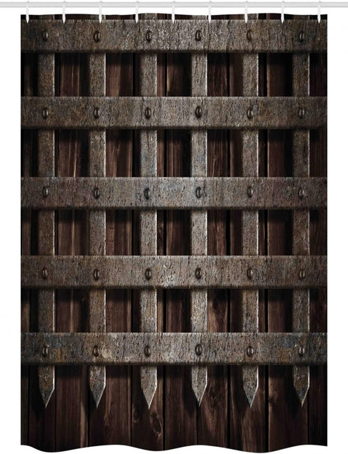 Ambesonne Medieval Stall Shower Curtain - Wooden Castle Wall and Gate Print, Fabric Bathroom Decor, 54" W x 78" L
