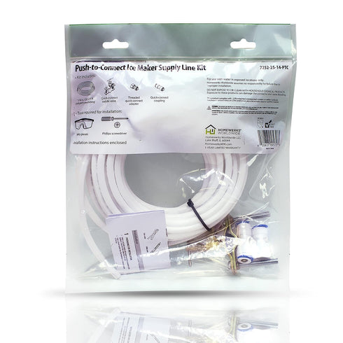 Homewerks 7252-25-14-PTC Ice Maker Supply Line and Humidifier Installation Kit, 1/4-Inch x 25ft Push to Connect Tube