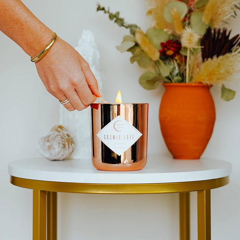 Auric Moon Rosewater + Wildflowers Scented Luxury Soy Coconut Candle, 12 Oz, Hand-Poured in California