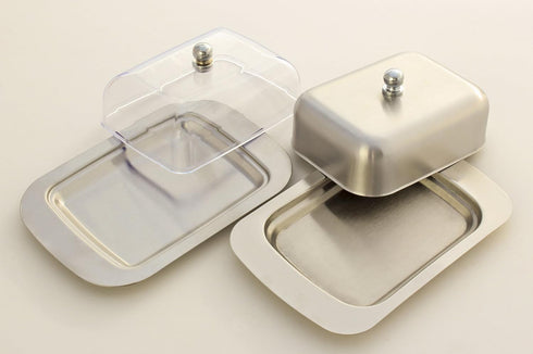 Zoie + Chloe Stainless Steel Butter Dish with Easy to Hold Lid