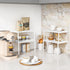 White Marble Kitchen Counter Shelf Organizer, Set of 4 Stackable 2 Tier Risers for Books, Monitor, Cabinet Space