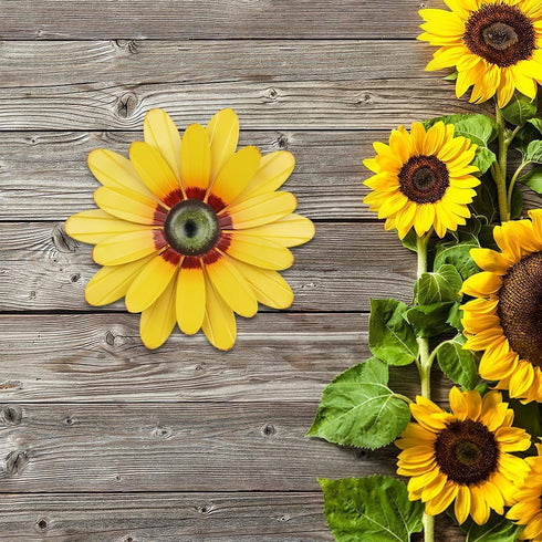 YEAHOME Sunflower Garden Decor, 11'' Metal Flower Wall Art for Kitchen, Bathroom, Indoor Outdoor