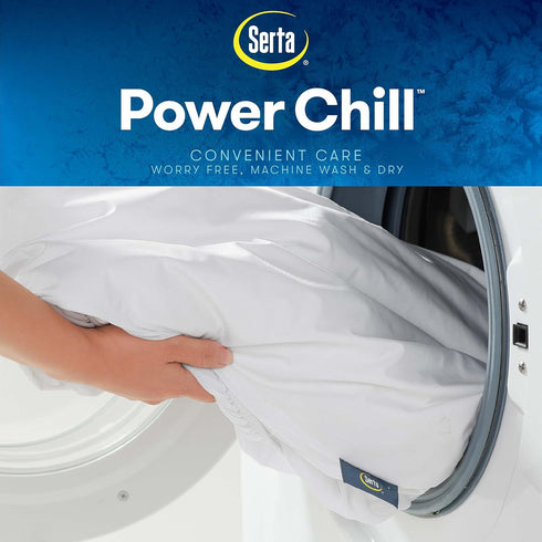 Serta Power Chill Queen Size Waterproof Mattress Cover, Soft Cooling Protector, 15" Deep Pocket, White