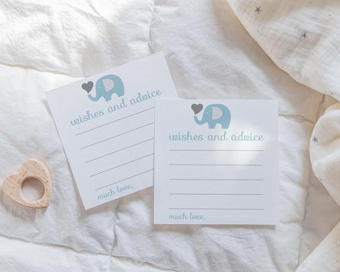 Blue Elephant Advice Cards - 25 Pack, Fun Baby Shower Game & Unique Guest Book Alternative
