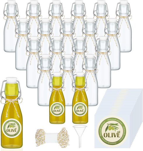 Queekay 20 Pack Mini Swing Top Glass Bottles for Vanilla Extract Homemade