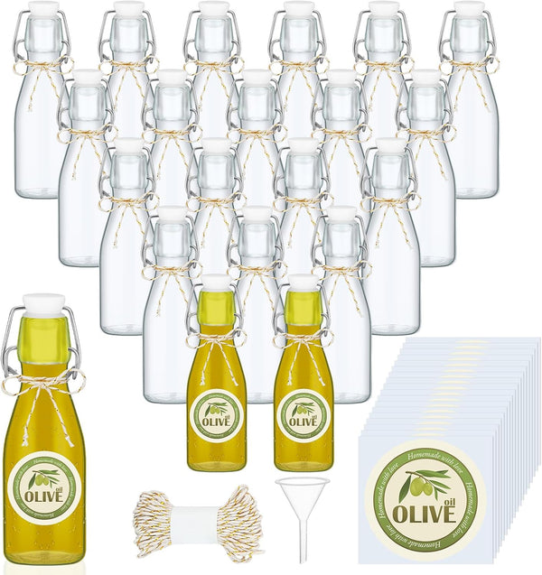 Queekay 20 Pack Mini Swing Top Glass Bottles for Vanilla Extract Homemade