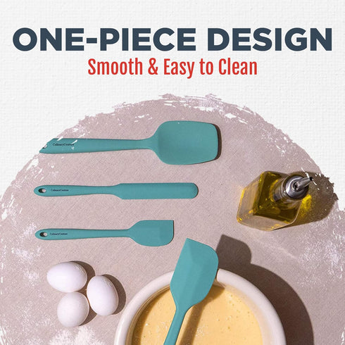 Culinary Couture 4-Piece Aqua Silicone Spatula Set, Heat Resistant up to 608°F, BPA-Free for Nonstick Cookware