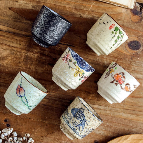 6 6 Oz Pieces Japanese Tea Cups, Ceramic Coffee Cup with Good Heat Retention, No Handle Teacup Matcha Mug for Latte