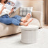 15"x15"x13.2" PINPLUS Round Storage Ottoman Cube Footrest - Versatile Boucle & Faux Teddy Fur Stool with Hidden