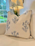 19" 19" Jillien Harbor The Mary Blue and White Decorative Throw Pillow Cover Floral Block Print Pillow Cover