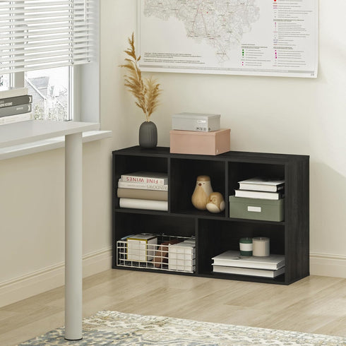 Furinno Luder 5-Cube No Tool Assembly Open Shelf, Blackwood