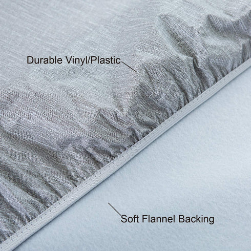 NLMUVW Round Vinyl Tablecloth with Elastic Edge - Light Grey Fitted PVC Table Cloth, Waterproof Wipe Clean Cover for