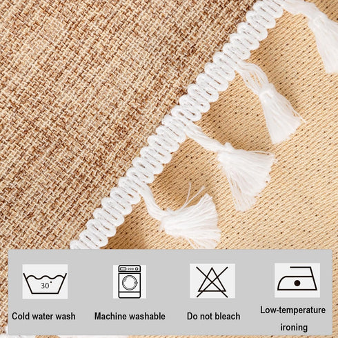 24 24 Inch Faux Linen Small Square Tablecloth Flaxen Textured Farmhouse Fabric Table Cloth Heavy Duty Wrinkle Resistant