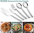 E-far Hammered Serving Utensils, 5-Piece Stainless Steel Square Hostess Serving Set, Mirror Finished & Dishwasher Safe