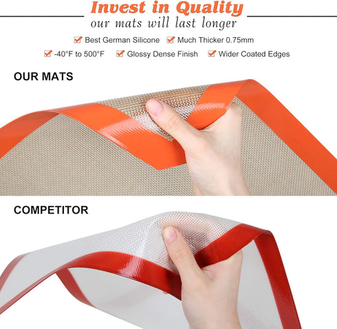 Silicone Baking Mats Set of 2, Non-Stick Reusable Air Fryer Liners, Best German Silicone, 9 inch