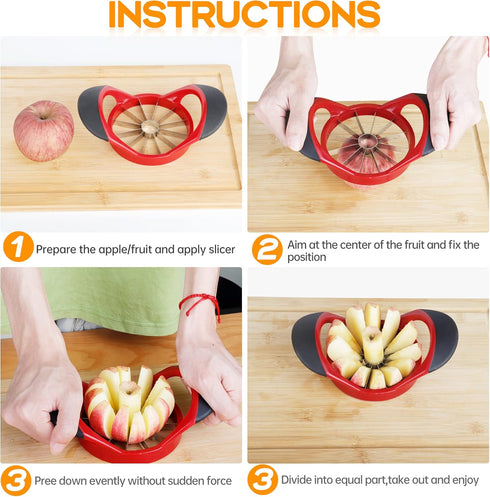 4.72 Inch 12 Supercenter Apple Cutter, Apple Corer and Slicer - Stainless Steel Apple Corer - Apple Slicer Tool