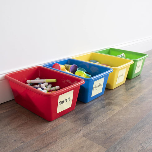 Humble Crew Toy Storage Bins for Kids, Set of 4, Small, Primary Colors, Sturdy Plastic Storage Bins