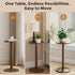 Homleke 12" Round Side Table, Solid Wood Pillar with Wood Top & Base, Small Drink Accent Table for Living Room