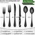 HaWare 24-Piece Black Silverware Set with Steak Knives, Stainless Steel Cutlery Set, Food Grade Flatware Set Service for 4, Mirror Finished Tableware for Home Restaurant, Include Knives, Forks, Spoons by HaWare