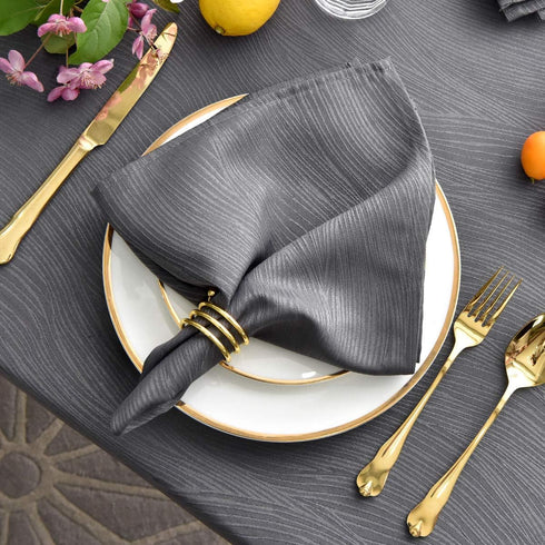 maxmill Jacquard Cloth Napkins, 20 x 20 Inch, 4 Packs Charcoal Solid Washable Polyester for Dinners, Weddings, Parties