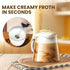 Handheld Milk Frother with Stainless Steel Stand, Battery Operated Whisk Maker for Lattes, Coffee, Cappuccino