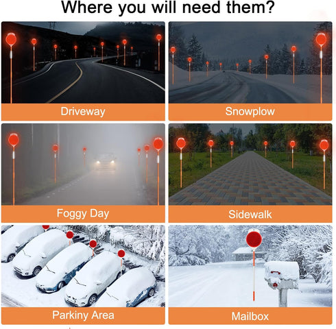 CAPHONT 12 48 Inch Pcs Reflective Driveway Markers, Double Sided Driveway Markers Reflectors for Snow Plowing Markers