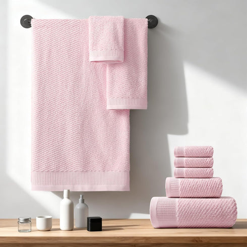 8-Piece Set, 2 2 4 100% REDKISS Luxury Pink Towel Bath Towels, Hand Towels, Washcloths, Cotton, Quick Dry, Highly