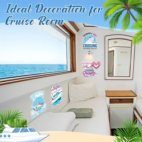 Hoteam 4 Pcs Large Cruise Door Decorations, Waterproof Magnetic Husband and Wife Cruise Door Magnets for Cabin Stateroom