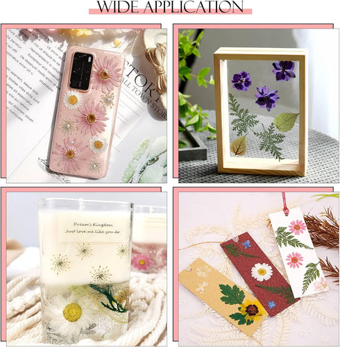 153 Pcs Dried Pressed Flowers for Crafts, Real Wildflowers and Dry Leaves with Tweezer for Jewelry, Candle, Soap Making
