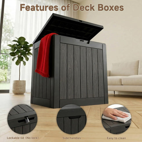 35 EasyUp Gallon Outdoor Storage Box, Outdoor Deck Boxes for Garden Tools Equipment,Cushions and Patio Storage,Lockable