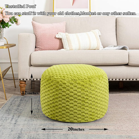 20x20x12 Inches Asuprui Fur Ottoman Stool Unstuffed Footstool Cover Floor Pouf Foot Rest Round Poof Seat Floor Bean Bag