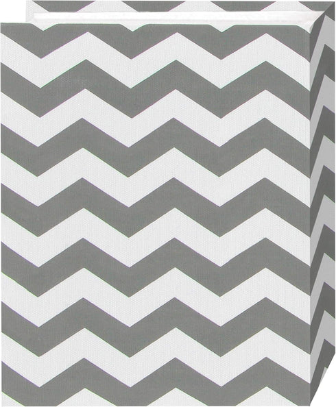 Pioneer Photo Albums CHEV-100 Chevron Fabric Frame Photo Album - 100 Pockets for 4 x 6 Photos, Gray/White