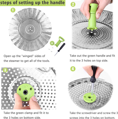Consevisen Vegetable Steamer Basket for Cooking, Stainless Steel Veggie Steam Basket, Folding Expandable Steaming