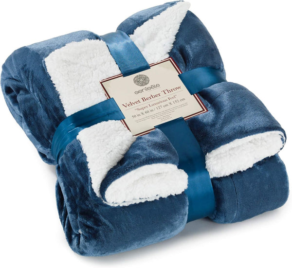 Genteele Sherpa Throw Blanket Super Soft Reversible Ultra Luxurious Plush Blanket, 50