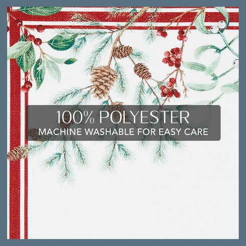 13" 70" Elrene Home Fashions Winter Holiday Berry Fabric Bordered Table or Console Runner, Christmas Table Decor, x