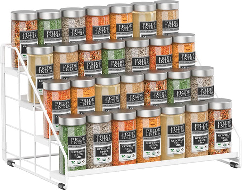 4 (White-1Pcs) Spice Rack Organizer for Cabinet, Tiered Spice Rack Organizer, Tiered Adjustable Spice Shelf for Kitchen