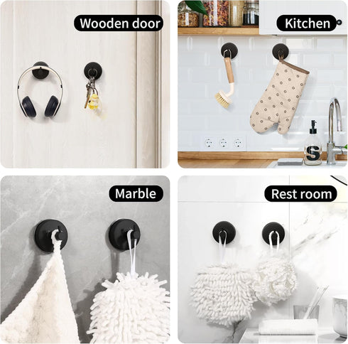 SVG HOME Wall Hooks - 2 Pcs Suction Cup Hooks - Removable Stainless Steel 304 for Most Household Walls - Shower Hooks,