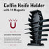 Gothic Kitchen Decor Coffin Knife Holder, 14 Magnets for 7 Knives, Halloween Knife Holder for Goth Kitchen