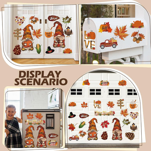 25 Pcs Thanksgiving Refrigerator Magnets, Fall Gnomes Pumpkin Maple Decoration for Home Decor (Pumpkin)