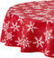 Violet Linen Red Tablecloths, Decorative Christmas Snowflakes Design - 60" Round