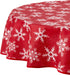 Violet Linen Red Tablecloths, Decorative Christmas Snowflakes Design - 60" Round