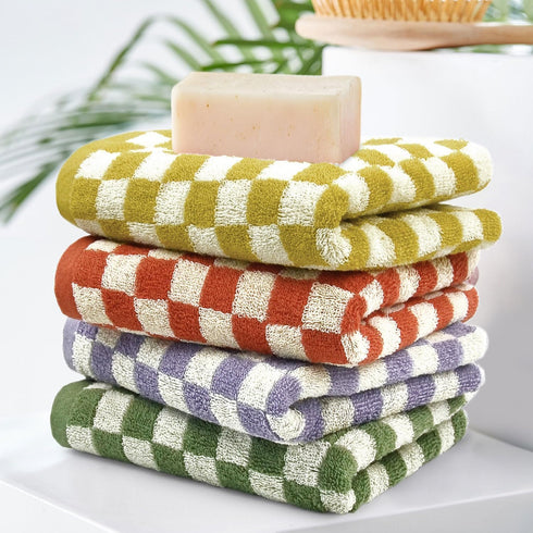 4 Pack, Set 13 29 Inches, 4 Jacquotha Hand Towels for Bathroom Cotton Soft Absorbent for Face Spa Bath Gym Kitchen