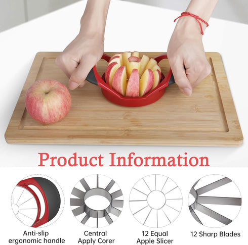4.72 Inch 12 Apple Slicer, Apple Corer and Slicer - Apple Cutter with Sharp Blades, Apple Corer Tool - Easy Gadgets