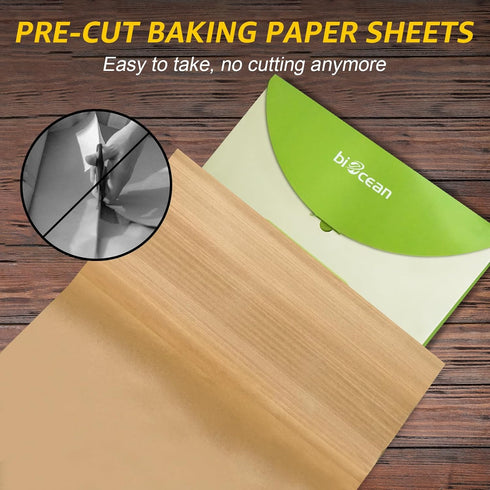 200Pcs Unbleached Parchment Paper Sheets, 12x16In Precut Heavy Duty Non-Stick Cooking Paper for Baking Supplies