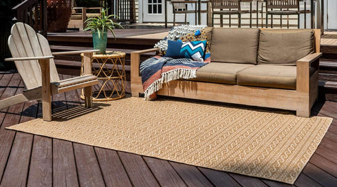 Unique Loom Outdoor Modern Collection Area Rug - Links (2' 2" x 3' 1" Rectangle, Light Brown/ Brown) by Unique Loom