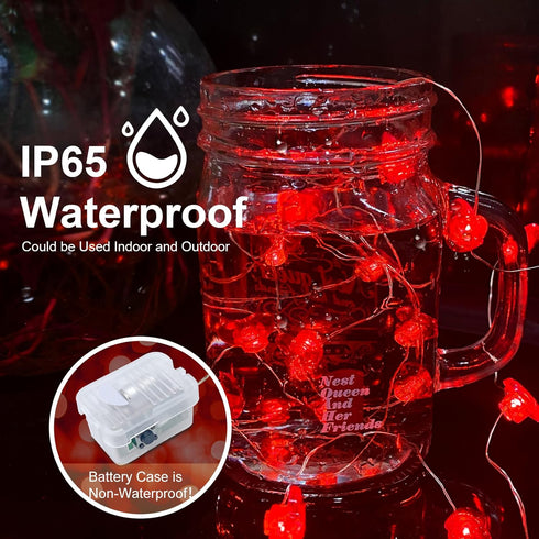 4 Pack 7 20 AIKEI Valentines LED Fairy Lights Battery Operated, Red Heart String Lights Waterproof Feet Led Firefly