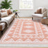 Pink Bohemian Area Rug 4x6, Machine Washable Non-Slip Stain Resistant Throw Carpet for Living Room Bedroom Decor