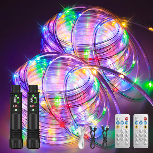 Rope Lights, Rechargeable 79FT 240LED Outdoor Waterproof String Lights with 1200mah Portable