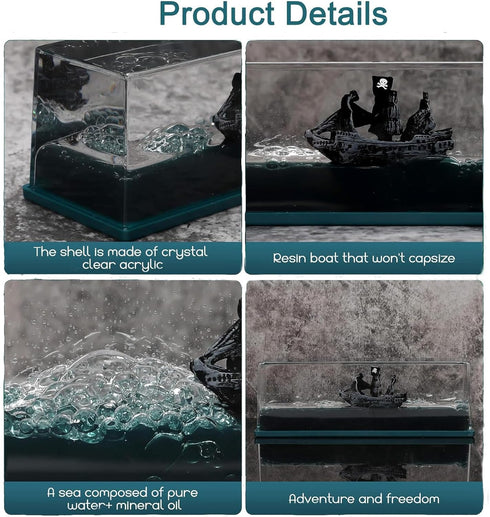 Cruise Ship Fluid Drift Bottle, Unsinkable Boat in a Box, Titanic Model Liquid Wave Decoration, That No Longer Sinks